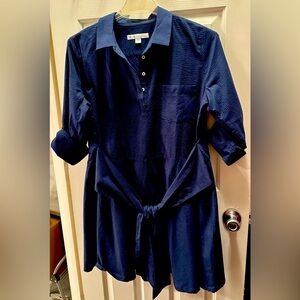 NWOT Southern Tide Textured Navy Tie Shirt Dress-size-XL